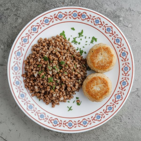 Котлеты куриные с гречей