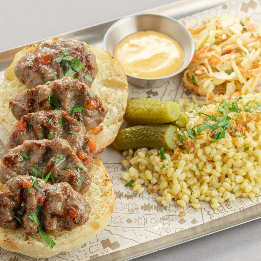 Восточные уштипцы ягнёнок-говядина с картофелем по-деревенски