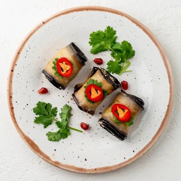 Рулетики из баклажанов с орехами