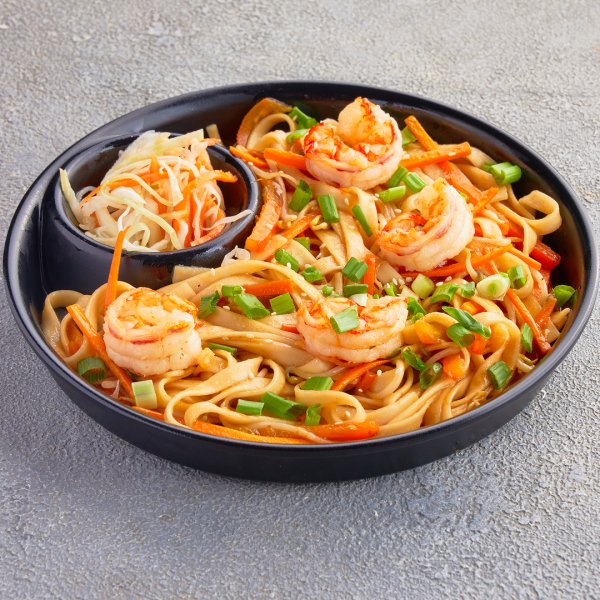 Вок лапша с креветками